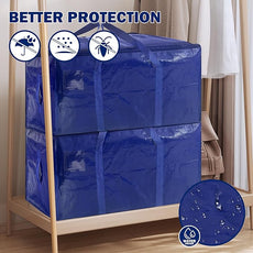 4 Pack Extra Heavy Duty Large Moving Bags with Strong Zipper & Carrying Handles, Sturdy Clothes Storage Bag Totes Bins, Packing Bags Moving Boxes College Moving Supplies, Dark Blue - 33 gal