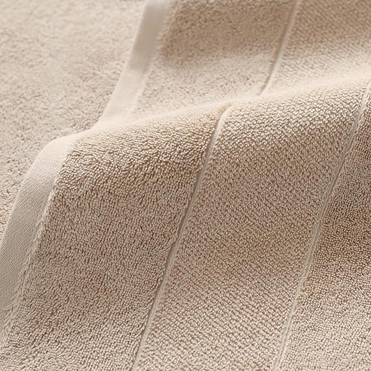 Aston & Arden Aegean Terry Hand Towels - Set of 4 - Ringspun Turkish Cotton Thick and Soft Absorbent Luxury Hotel and Spa Bathroom Towel, 600 GSM, 18 x 32 in, Hummus