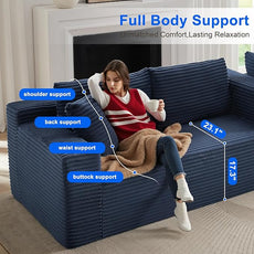 105''Sectional Cloud Couch with L Shaped Chaise,Modern Modular Sectional Sofa,Comfy Sectional Couches for Living Room,Bedroom,Apartment (Blue, 105''W Right Facing Chaise)