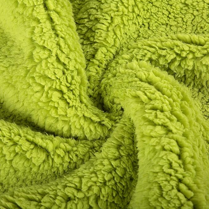 Reafort Ultra Soft Sherpa Euro Sham Pillow Case 26"x26" Replacement with Zipper Closure (Lime, 26"x26" Euro Sham)