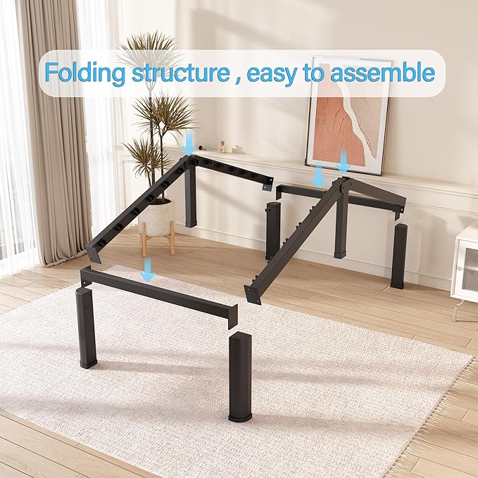 FUIOBYVV 6 Inch Twin Bed Frame with Round Corner Edge Legs 3500 lbs Metal Heavy Duty Steel Slats Support No Box Spring Needed Platform Noise Free Easy Assembly