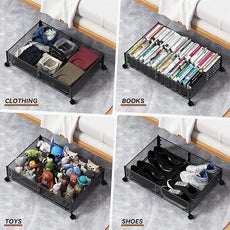 Under Bed Storage, Under the Bed Storage Containers with Wheels, Under Bed Shoe Storage Organizer Drawer for Bedroom Clothes Shoes Blankets -4Pack