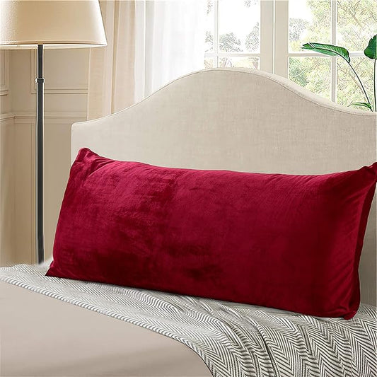 EVOLIVE Soft Micromink Body Pillow Cover 21''x54'', Wine (100% Polyester, Zipper Closure, US Women-Owned)