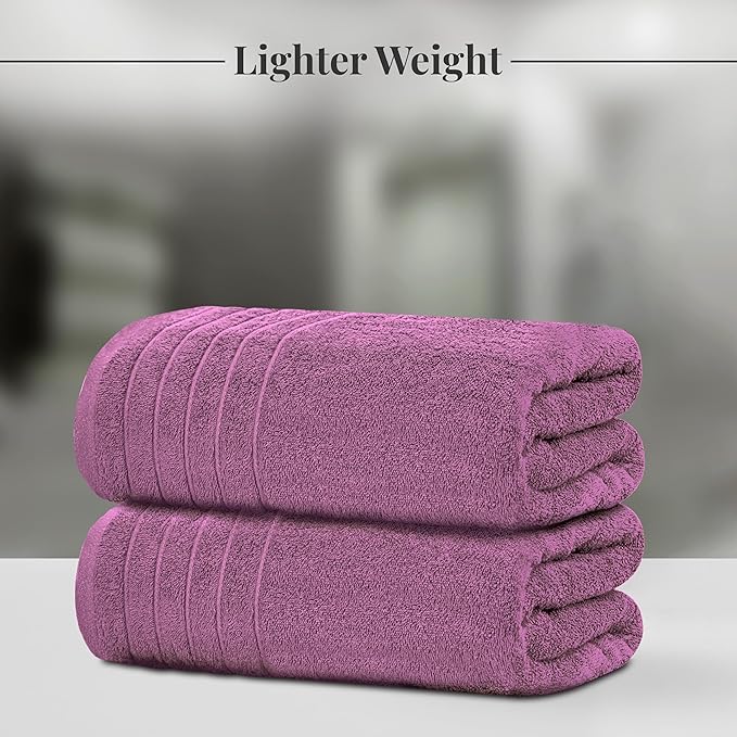 Tens Towels Pack of 2 Extra Large Bath Sheets 35 x 70 Inches, 100% Cotton, Larger & Lighter Weight, Quicker to Dry, Super Soft & Absorbent, Oversized Bath Towels, Purple