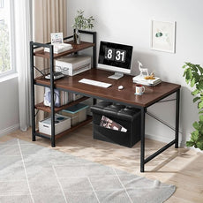 AmasSmile Storage Ottoman Folding Foot Rest Stool with Side Pocket, 16 inch Leather Footstool Bench, Short Ottoman Bench, Storage Foot Rest Store, Books, Black