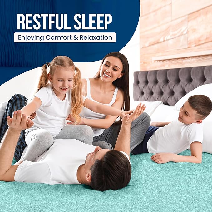 Utopia Bedding Waterproof Mattress Protector Queen Size, Premium 200 GSM Terry Mattress Cover, Soft & Breathable Bed Cover, Fitted Sheet Style with Stretchable Deep Pockets 17" (Spa Blue)