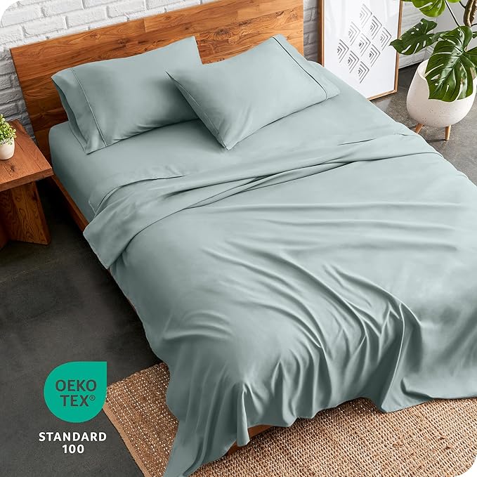 Bare Home King Sheet Set - Luxury 1800 Ultra-Soft Microfiber King Bed Sheets - Double Brushed - Deep Pockets - Easy Fit - 4 Piece Set - Bedding Sheets & Pillowcases (King, Sea Spray)