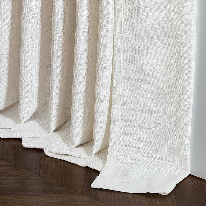 Cream Linen Cafe Curtains 24 Inch Length Pinch Pleated 2 Panels Set Farmhouse Short Kitchen Window Curtains Light Filtering Semi Sheer Pinch Pleat Back Tab Small Window Drapes for Bathroom Camper RV