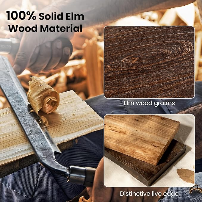 Fun Memories Floating Shelves for Wall, 55"x9.3" Rustic Solid Elm Wood Shelves, Heavy-Duty Wall Mounted Shelves with Invisible Brackets, Set of 2 for Living Room, Bedroom, Kitchen, Grey Finish