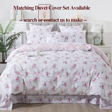 FADFAY Rose Sheets Set King Pink Floral Bedding Rustic Botanical Flower Bed Sheet Set Vintage Farmhouse Bedding 100% Cotton Soft Breathable Collection with Deep Pocket Fitted Sheet 4Pcs, King Size