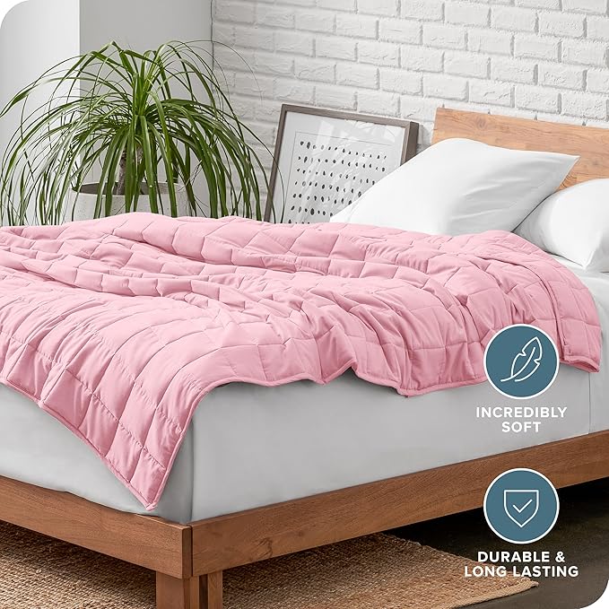 Bare Home Weighted Blanket King Size 25lb (80" x 87") for Adults - All-Natural 100% Cotton - Premium Heavy Blanket Nontoxic Glass Beads (Light Pink, 80"x87")