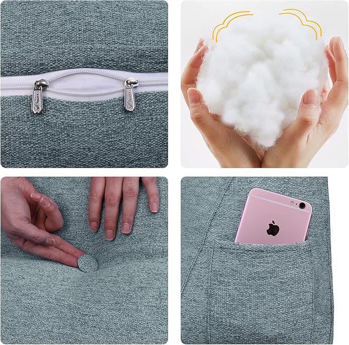 WOWMAX Headboard Pillow Queen Triangular Bed Wedge Pillow for Headboard Wedge Pillow Headboard for Daybed Bunk Bed Large Bolster Pillow for Bed with Removable Cover, Gifts for Mom Gray