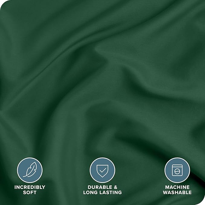Bare Home Bedding Duvet Cover Queen Size - Premium 1800 Super Soft Collection - Lightweight, Cooling - Soft Breathable Bedding Duvet Cover (Queen, Forest Green)