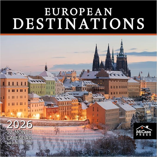 MICASA PRESS European Destinations 2026 Wall Calendar 12 Month | 12" x 24" Open | Thick & Sturdy Paper | Holiday Gift | Travel Europe Calendar 2026