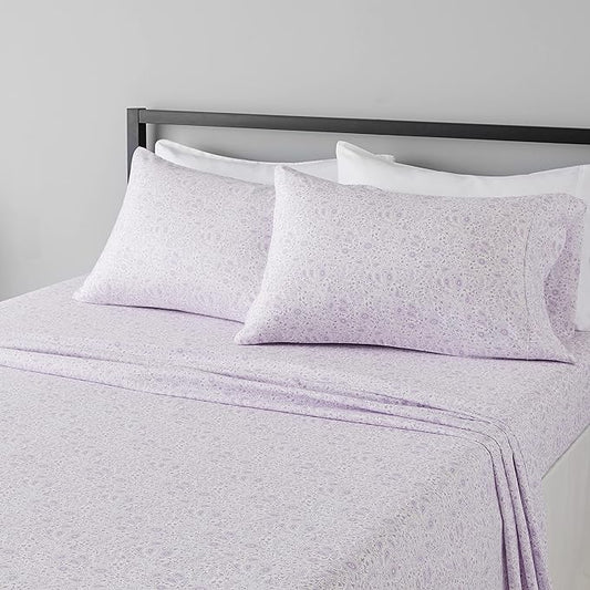 Amazon Basics Lightweight Super Soft Easy Care Microfiber Bed Sheet Set with 14" Deep Pockets - Full, Lavender Paisley AmazonBasics