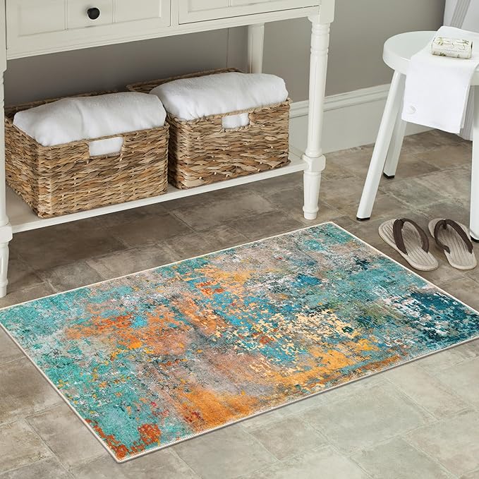 Lahome 2x3 Rugs for Entryway Indoor Entrance, Small Kitchen Rug Non Slip Washable Front Door Mat, Soft Doormat Stain Resistant Throw Carpet for Bathroom Bedroom Modern Colorful
