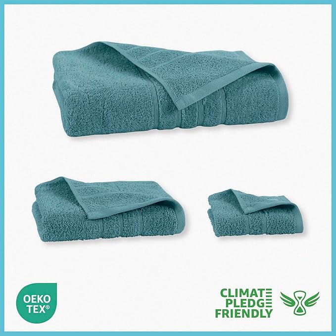 Martex 6-Piece Towel Set – Ultimate Performance – 100% Cotton – 2 Bath Towels – 2 Hand Towels – 2 Wash Cloths – Versatile – Low-Linting – Supersoft & Absorbent Bathroom Set – Easy Care – Larkspur Teal