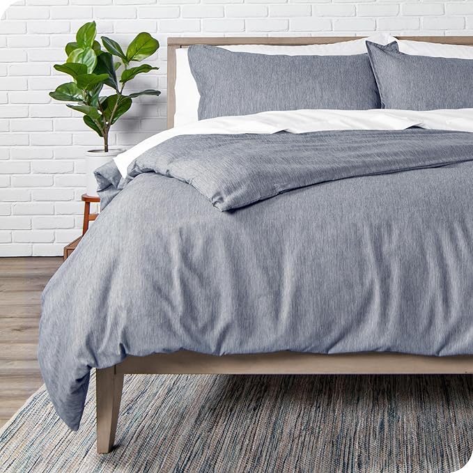 Bare Home Bedding Duvet Cover Oversized Queen Size - Premium 1800 Super Soft Collection - Lightweight, Duvet Cover - Soft Textured (Oversized Queen, Heathered Midnight Blue)