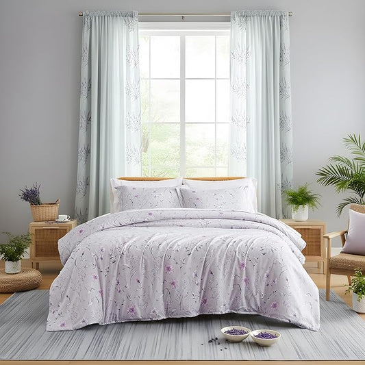 Southshore Fine Living, Inc. Floral Duvet Cover, Queen Size/Full Size - Hotel Quality Full/Queen Duvet Cover Set, Easy Care - 1 Duvet Cover Full/Queen, 2 Pillow Shams - Secret Meadow Grey