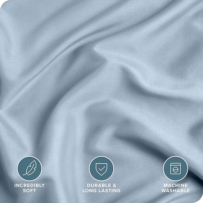 Bare Home Bedding Duvet Cover Queen Size - Premium 1800 Super Soft Collection - Lightweight, Cooling - Soft Breathable Bedding Duvet Cover (Queen, Dusty Blue)