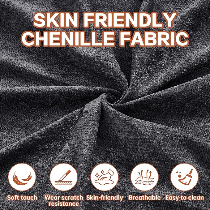 104" Oversized Convertible Sleeper Sofa Bed, Chenille L Shape Sectional Couch, Folding Sofa Bed with Fixed-Shape Frame, Modern Cloud Floor Mattress Couch, Modular Sofa for Living Room, Dark Grey