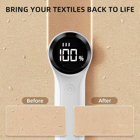 Fabric Shaver, Electric Lint Remover, Rechargeable Lint Shaver, Household Essentials for Clothes, Upholstery, Furniture, Sweater Defuzzer to Remove Pilling, Battery Operated, White