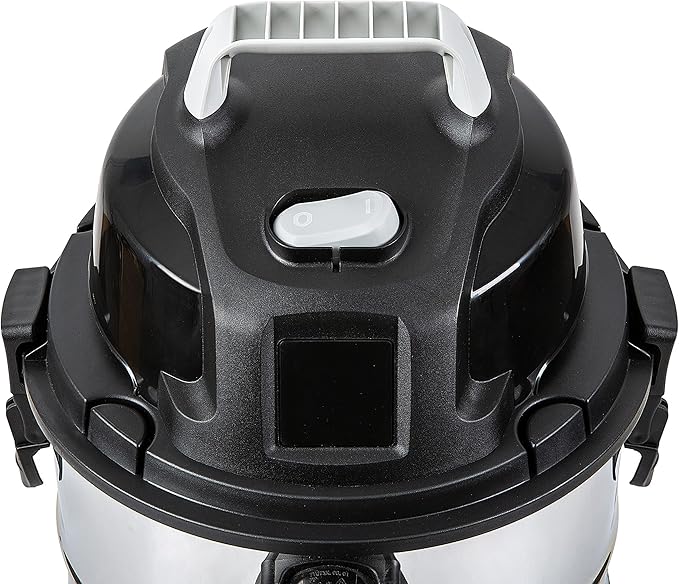 Amazon Basics Wet Dry Vacuum Cleaner, 6 gallon Shop, 3.5 HP Stainless Steel, Grey/Black