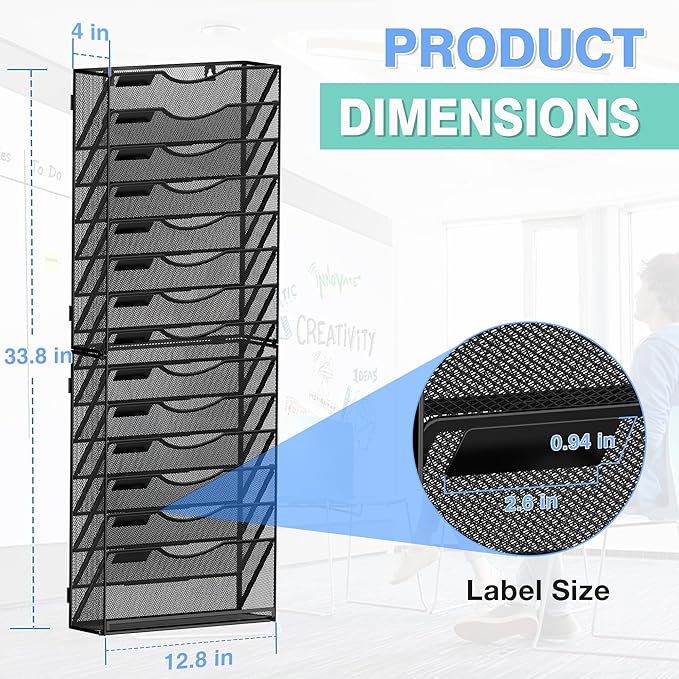 Kuntine.B Wall File Organizer (Black, 15 Tier)