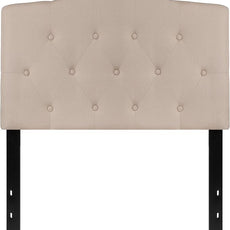 EMMA + OLIVER Twin Size Tufted Upholstered Headboard with Adjustable Metal Bed Rail Slots, Modern Fabric Upholstered Twin Headboard, Beige