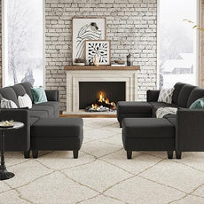 Modular Sectional Sofa, Convertible U Shaped Sofa Couch with High Density Memory Foam, 6 Seat Comfy Modular Sofa Couch for Living Room, Modern U Shaped Sectional Sofa, Black