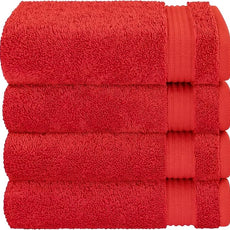 Cotton Paradise Hand Towels for Bathroom, 100% Cotton Turkish 4 Piece Hand Towel Set, Soft Absorbent Face Towels, Red Hand Towels