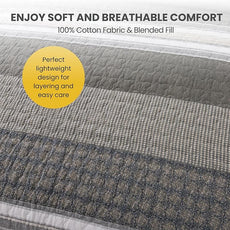 Soul & Lane Madrona 3-Piece Pieced Cotton Quilt Set - King Size with 2 Shams, Modern Masculine Quilted Bedspread in Brown and Gray, Contemporary Striped Bedding for Men's Bedroom