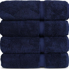 Chakir Turkish Linens 100% Cotton Premium Turkish Towels for Bathroom | 27'' x 54'' (4-Piece Bath Towels - Navy Blue)