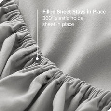 Bare Home Bed-in-A-Bag 7 Piece Comforter & Sheet Set - King - Goose Down Alternative - Ultra-Soft 1800 Premium Bedding Set (King, Grid - Grey/White Comforter Set, White Sheet Set)