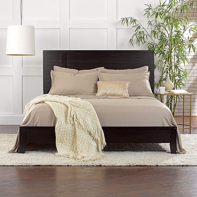 Pure Bamboo Full Sheets, Genuine 100% Organic Viscose Derived from Bamboo Bed Sheet Set, Luxuriously Soft & Cooling, Double Stitching, 2 Year Quality Promise (Full, Sand)