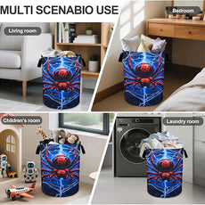 Halloween Web Laundry Basket Foldable Oxford Cloth Tote Bag Laundry Hamper Clothes Storage Bucket Organizer For Bathroom/Laundry Storage/Bedroom 19.6x15.7 Inch