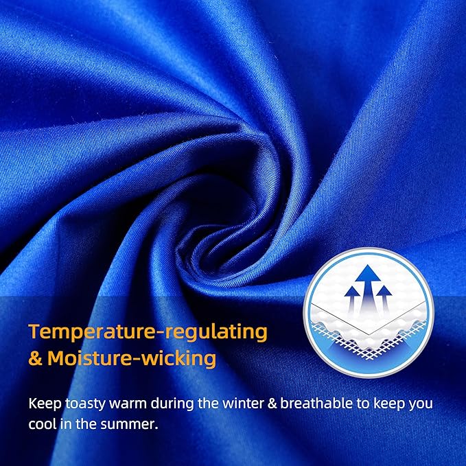 400 Thread Count Cotton Pillow Case Queen with Zipper, 30" L x 20" W, Cotton Pillow Protectors Cover- Set of 2 - Royal Blue - Pillows Not Included