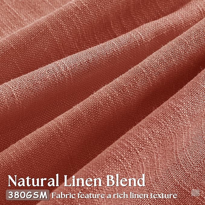 Red Clay Linen Pinch Pleated Curtains 108 Inches Long 2 Panels for Living Room Bedroom Light Filtering Drapes 108 Inch Length Terracotta Autumn Fall Semi Sheer Memory Trained Ceiling Floor Curtain