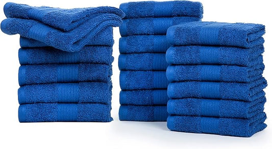 Ample Decor Wash Cloths, 600 GSM 100% Cotton Soft Absorbent Ideal for Bathroom, Pool, Spa - Set of 20, Navy Blue