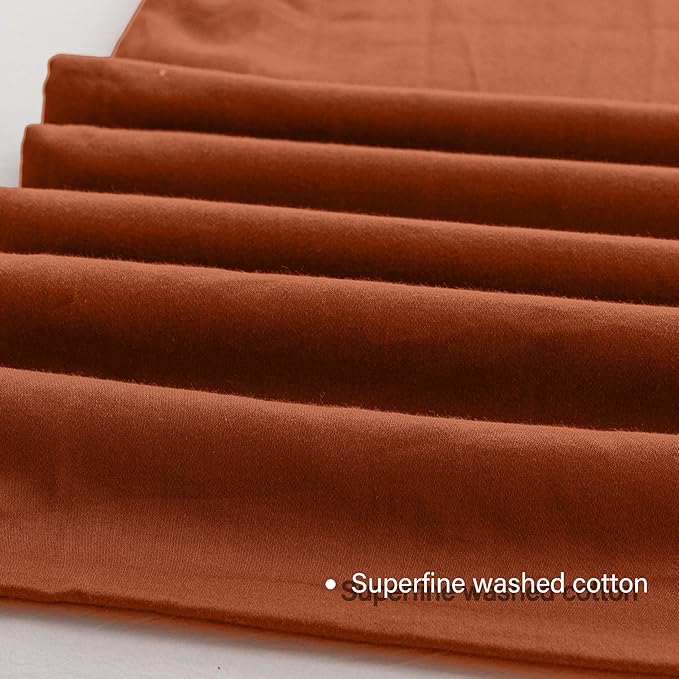 HeimenAogo Egyptian Cotton Duvet Cover Set Full Size, Ultra Soft and Breathable Comforter with Zipper Closure, High Thread Count Long Staple Cotton Blanket Cover 3pcs (80"×90"), Burnt Orange