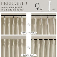 Neutral Linen Pinch Pleated Curtains 84 Inches Long 2 Panels for Living Room Bedroom Memory Training Shaped Semi Sheer Beige Oatmeal Pleat Drapes with Hooks Rings Light Filtering Window Curtain 40x84