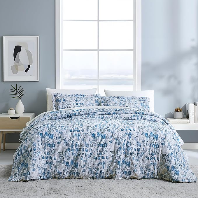 Southshore Fine Living, Inc. Abstract Duvet Cover Set, Twin/XL – Premium Microfiber Bedding, Easy Care – Includes 1 Twin Duvet Cover and 1 Sham, Machine Washable, Rhythm Blue