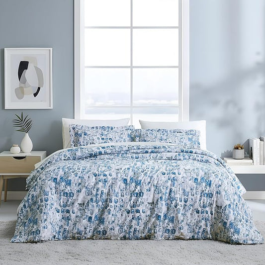 Southshore Fine Living, Inc. Abstract Duvet Cover Set, Twin/XL – Premium Microfiber Bedding, Easy Care – Includes 1 Twin Duvet Cover and 1 Sham, Machine Washable, Rhythm Blue
