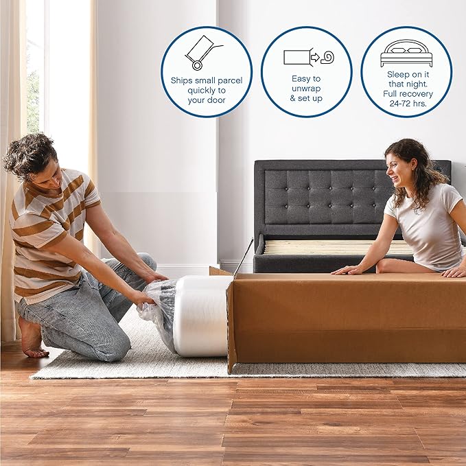 Cool Gel Twin XL Mattress 8 Inch Memory Foam Medium Firm, Gel Memory Foam Mattress Twin XL Cooling, Made in the USA, 8" Depth with Pressure Relief, CertiPUR-US Certified Fiberglass Free, Bed