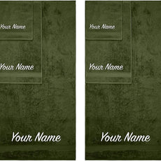 Personalized Towels, Hotel & Spa Quality, Super Soft, Highly Absorbent, Bathroom Set, 100% Cotton Monogrammed towel 6 Piece Towel Set, Include 2 Bath Towels, 2 Hand Towels, 2 Washcloths Forest Green