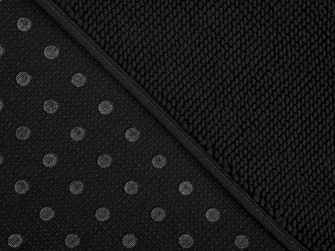 Cotton Paradise 100% Cotton Non Slip Bath Mats for Bathroom, 17x24 inch Soft Absorbent Quick Dry Machine Washable Floor Bath Mat, Black