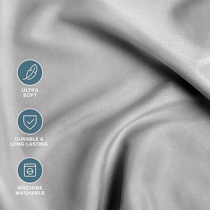 Bare Home Bed-in-A-Bag 5 Piece Comforter & Sheet Set - Twin - Goose Down Alternative - Ultra-Soft 1800 Premium Bed Set (Twin, Light Grey/Light Grey)