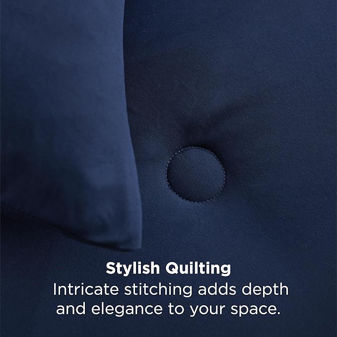 Bedsure Twin Comforter Set Navy, Soft Prewashed Twin Size Bedding, Quilted Comforter with Circle Design, Down Alternative Comforter for All Seasons, 2 Pieces Bed Set with 1 Pillow Sham