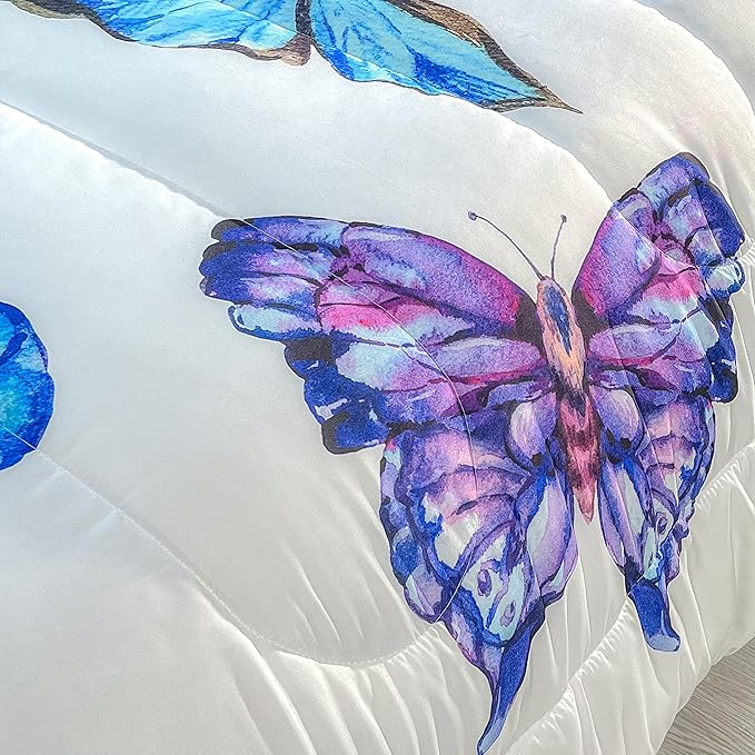CVHOUSE Butterfly Bedding Set - Twin Butterfly Comforter Set with 1 Comforter and 2 Pillow Cases