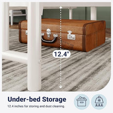 Allewie 14 Inch King Size Metal Platform Bed Frame with Victorian Vintage Headboard and Footboard/Mattress Foundation/Under Bed Storage/No Box Spring Needed/Easy Assembly/Noise Free/White